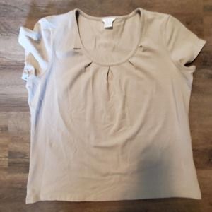 Christopher & Banks Top Womens XL Beige Short Sleeve Stretchy Pull Over